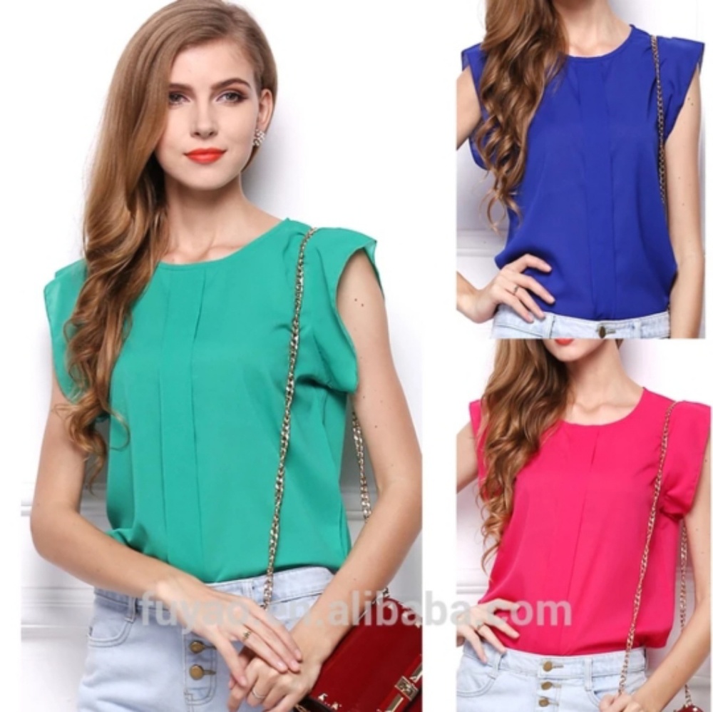 Pink chiffon blouse.